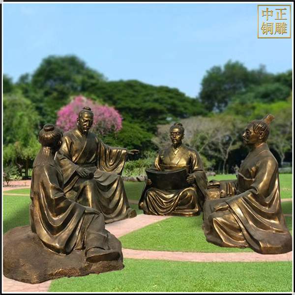 师生铜雕塑在校园钟的角色(图3)