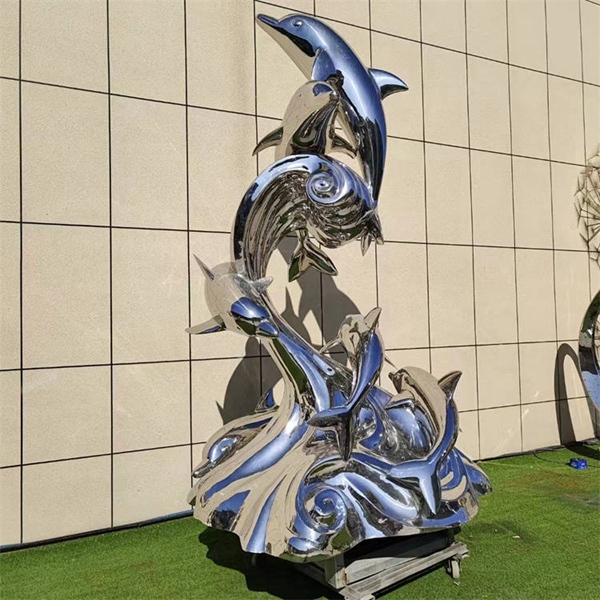 不锈钢海豚雕塑