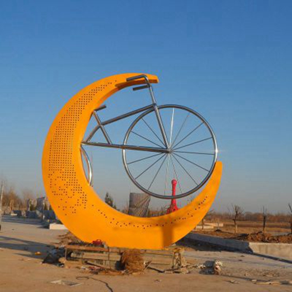 不锈钢自行车雕塑